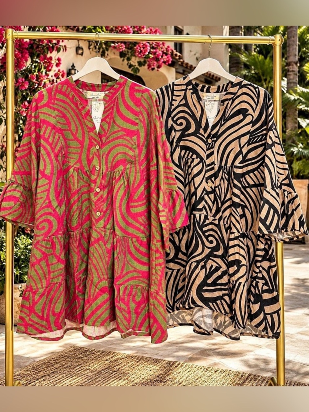 Made in Italy Animal Print Mini Linen Dress OS NWT